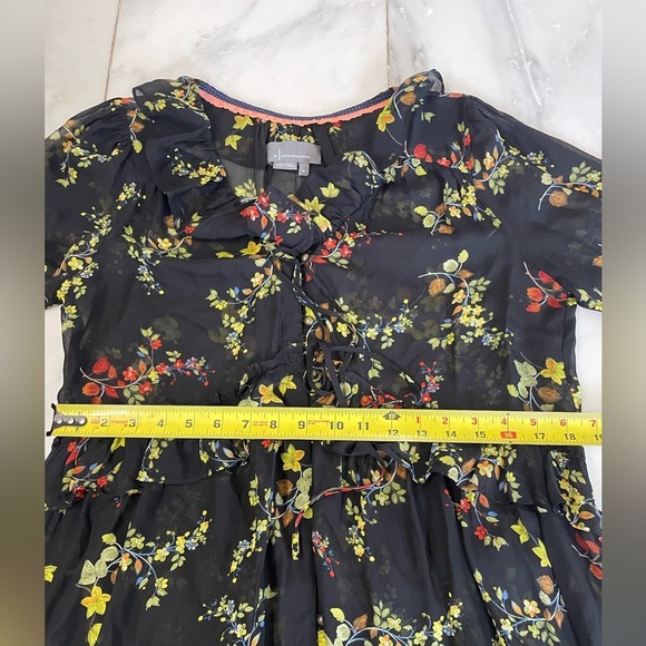 Anthropologie, medium, women’s sheer black floral button up long sleeve dress - Picture 6 of 10